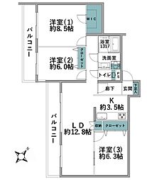 クリオ鎌倉笛田 3LDKの間取図画像