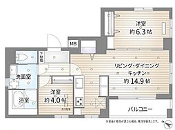 サンセーヌ横浜 2LDKの間取図画像