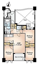 グランシティ横濱 3LDKの間取図画像