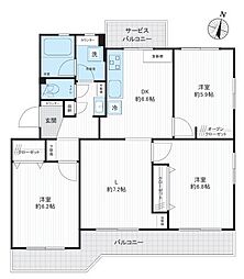 希望ケ丘グリーンハイツ1号棟 3LDKの間取図画像