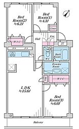 宮前平サニーハイツ 3LDKの間取図画像