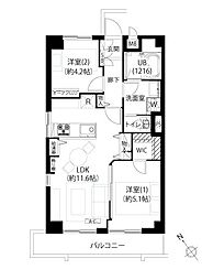 鷺沼ニューハイツ 2LDKの間取図画像