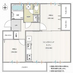 すすき野団地3-19号棟 2LDKの間取図画像