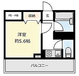 木川東エクセルハイツ 1Kの間取図画像