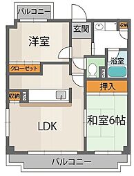 シャトー三木第3 2LDKの間取図画像