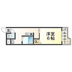 K'sCourt夙川 1Kの間取図画像