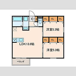 VANTAGE塚口1 2LDKの間取図画像