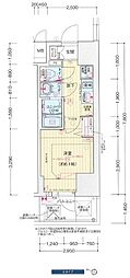 プレサンス塚本アクミリオン 1Kの間取図画像