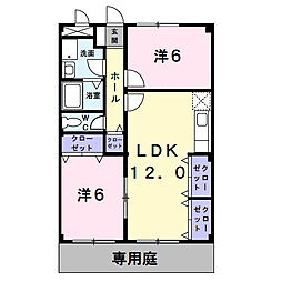 フリーダム常吉 2LDKの間取図画像