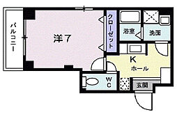 プリート・バレンシアB 1Kの間取図画像