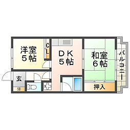 フローレンス西宮1 2DKの間取図画像