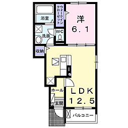 コテポルト 1LDKの間取図画像