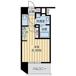 ドゥーエ江坂3 ワンルームの間取図画像