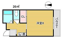ビューラー山手 1Kの間取図画像