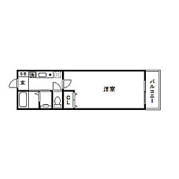 レジディア三宮東 1Kの間取図画像