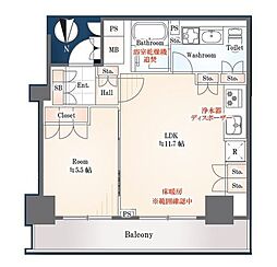 品川タワーフェイス 1LDKの間取図画像