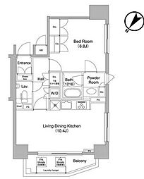 東急田園都市線 池尻大橋駅 徒歩6分の賃貸マンション 12階1LDKの間取り