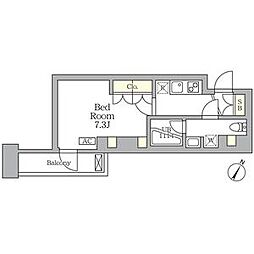 東急田園都市線 三軒茶屋駅 徒歩8分の賃貸マンション 2階1Kの間取り