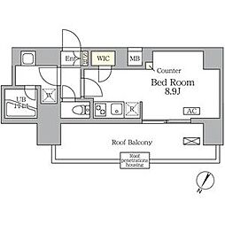 東急田園都市線 三軒茶屋駅 徒歩8分の賃貸マンション 5階ワンルームの間取り