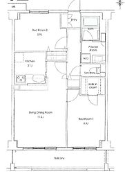 東急東横線 学芸大学駅 徒歩11分の賃貸マンション 5階2LDKの間取り