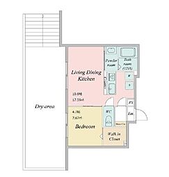 東急東横線 学芸大学駅 徒歩10分の賃貸マンション 1階1LDKの間取り