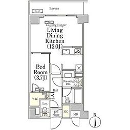 ベルファース大森山王 1LDKの間取図画像