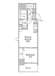 東急世田谷線 西太子堂駅 徒歩4分の賃貸マンション 5階1DKの間取り