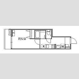 京急本線 六郷土手駅 徒歩5分の賃貸マンション 2階1Kの間取り
