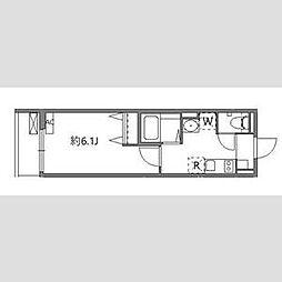 京急本線 六郷土手駅 徒歩5分の賃貸マンション 2階1Kの間取り