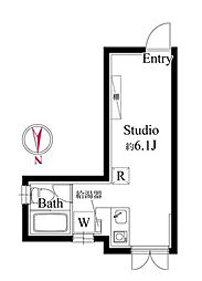 東急田園都市線 三軒茶屋駅 徒歩8分の賃貸マンション 1階ワンルームの間取り