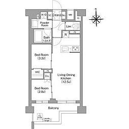 京急本線 大森町駅 徒歩12分の賃貸マンション 5階2LDKの間取り
