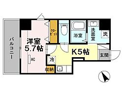 京急本線 大森町駅 徒歩3分の賃貸マンション 5階1Kの間取り