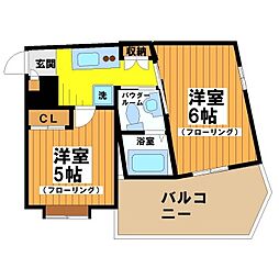京王線 代田橋駅 徒歩6分の賃貸マンション 4階2Kの間取り