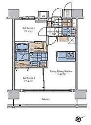 JR京浜東北・根岸線 大森駅 徒歩5分の賃貸マンション 13階2LDKの間取り