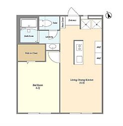 東急田園都市線 用賀駅 徒歩5分の賃貸アパート 1階1LDKの間取り