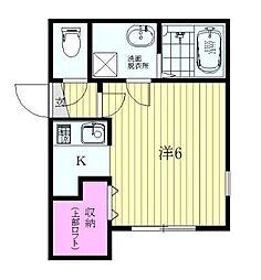 東急田園都市線 三軒茶屋駅 徒歩9分の賃貸マンション 2階1Kの間取り