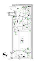 東急田園都市線 池尻大橋駅 徒歩9分の賃貸マンション 2階1Kの間取り