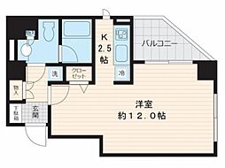 東急世田谷線 三軒茶屋駅 徒歩9分の賃貸マンション 2階1Kの間取り