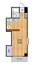 京王井の頭線 東松原駅 徒歩3分の賃貸マンション 1階ワンルームの間取り