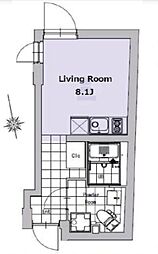 東急田園都市線 三軒茶屋駅 徒歩18分の賃貸マンション 1階ワンルームの間取り