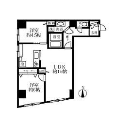 京王線 笹塚駅 徒歩6分の賃貸マンション 7階2LDKの間取り