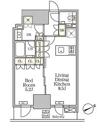 ザ・パークハビオ大森山王 1LDKの間取図画像