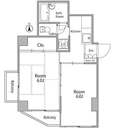 東急世田谷線 西太子堂駅 徒歩10分の賃貸マンション 3階2Kの間取り
