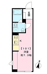 東急池上線 池上駅 徒歩5分の賃貸マンション 1階ワンルームの間取り