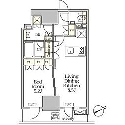ザ・パークハビオ大森山王 1LDKの間取図画像