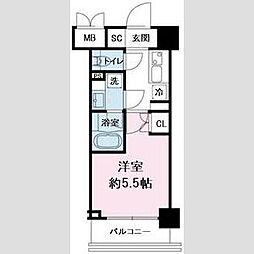 ハーモニーレジデンス武蔵小杉 1Kの間取図画像