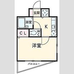 ティアラ目黒洗足 1Kの間取図画像