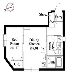ジュネス蒲田 1DKの間取図画像