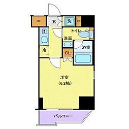 京急本線 平和島駅 徒歩4分の賃貸マンション 6階1Kの間取り