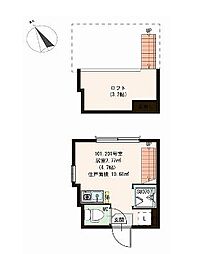 京王線 桜上水駅 徒歩5分の賃貸アパート 2階ワンルームの間取り